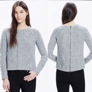 Madewell Palisade Grey Wool Back-Zip Sweater Size Medium